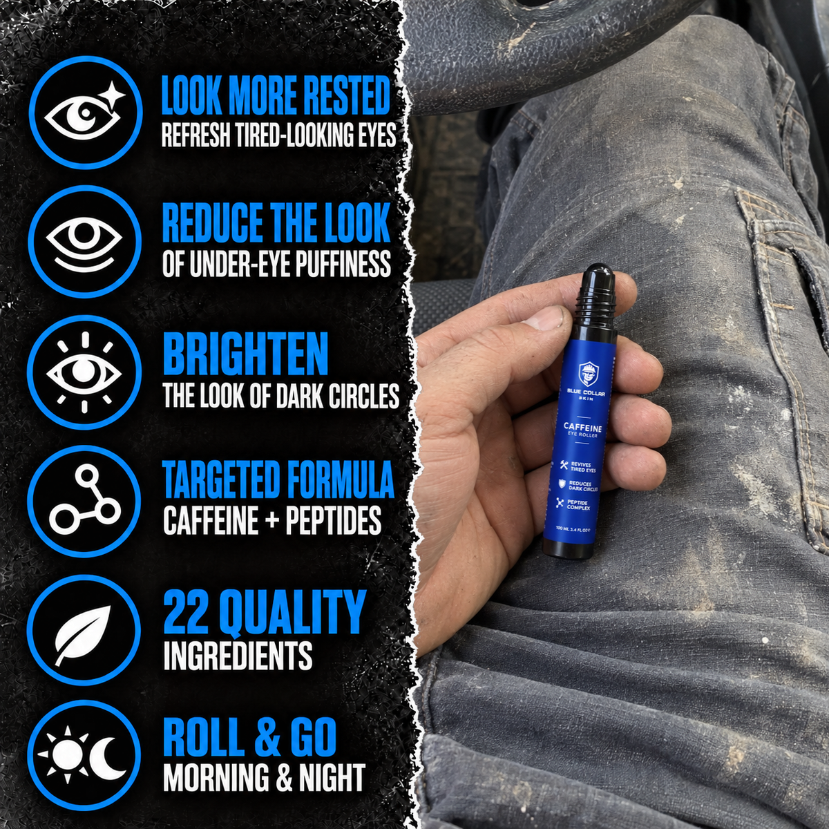 Caffeine Eye-Roller for Blue Collar